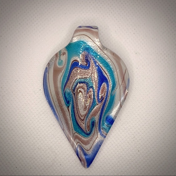 Glass Necklace Pendant Multi-color Glitter Swirl - Picture 8 of 10